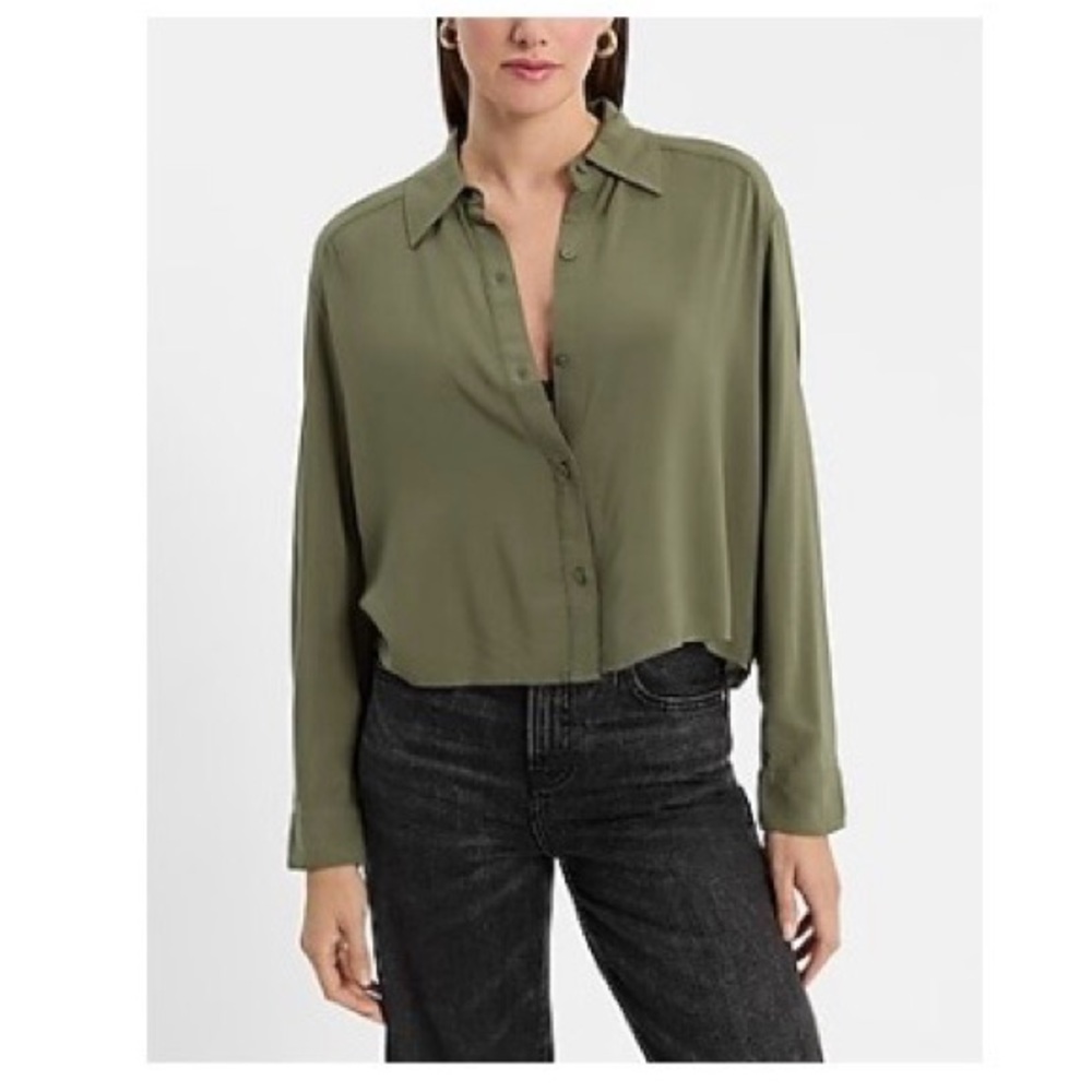 Express Khaki Women's Button-Down Shirt